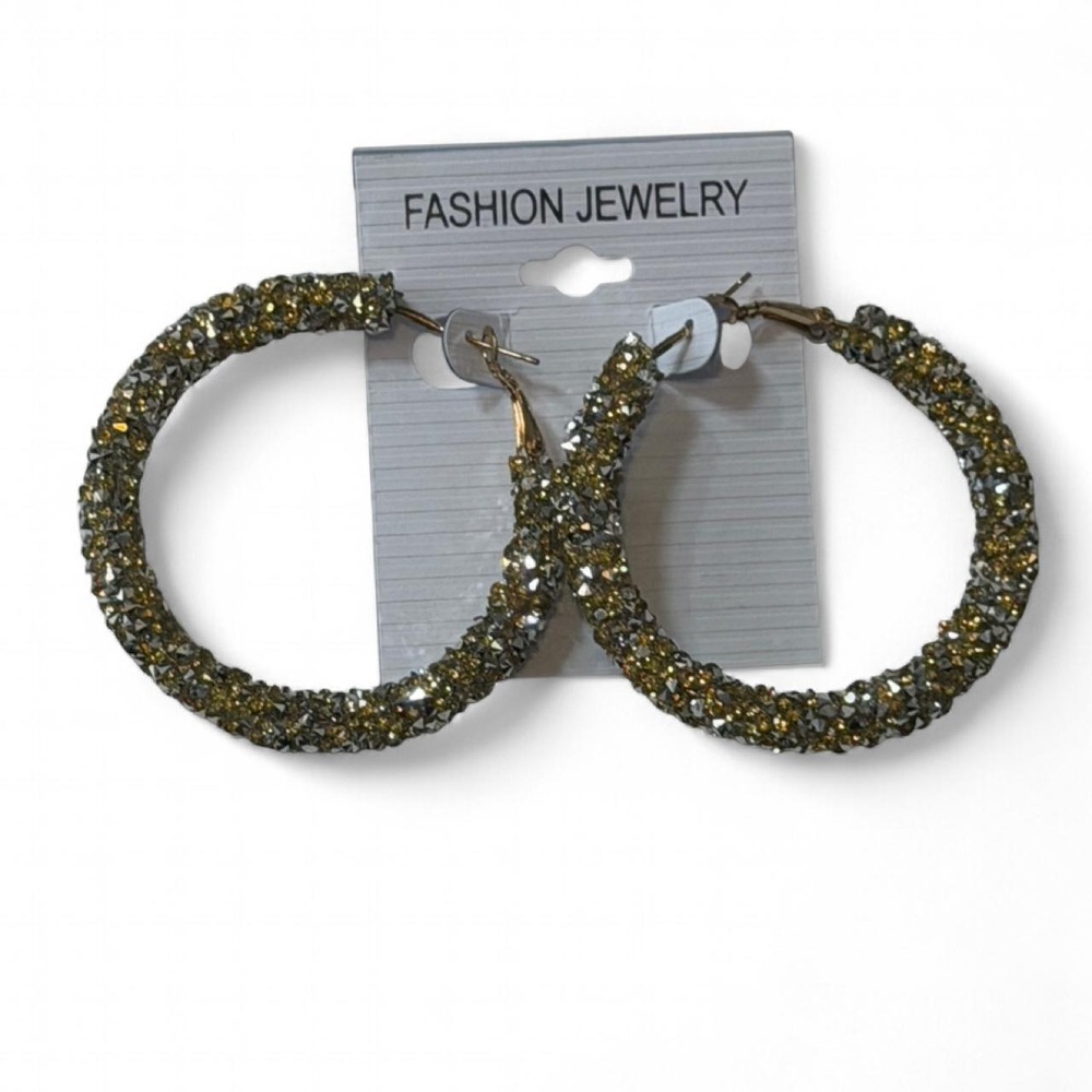 Gold & Silver Glitter‎ Hoop Earrings